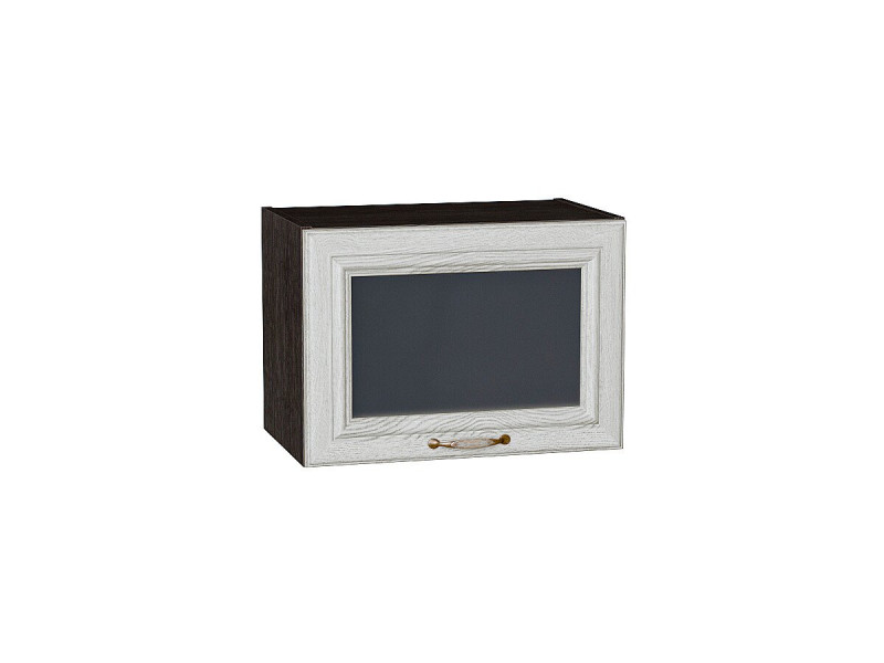 358*500* Шкаф верхний горизонтальный остекленный глубокий Шале White Dreamline Graphite